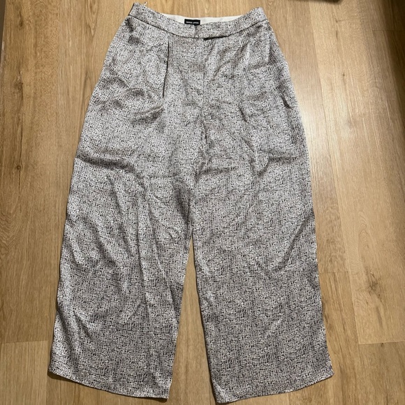 Giorgio Armani Wide-Leg Silk Pants‎ Black & White Abstract Print Size 8 / IT 44